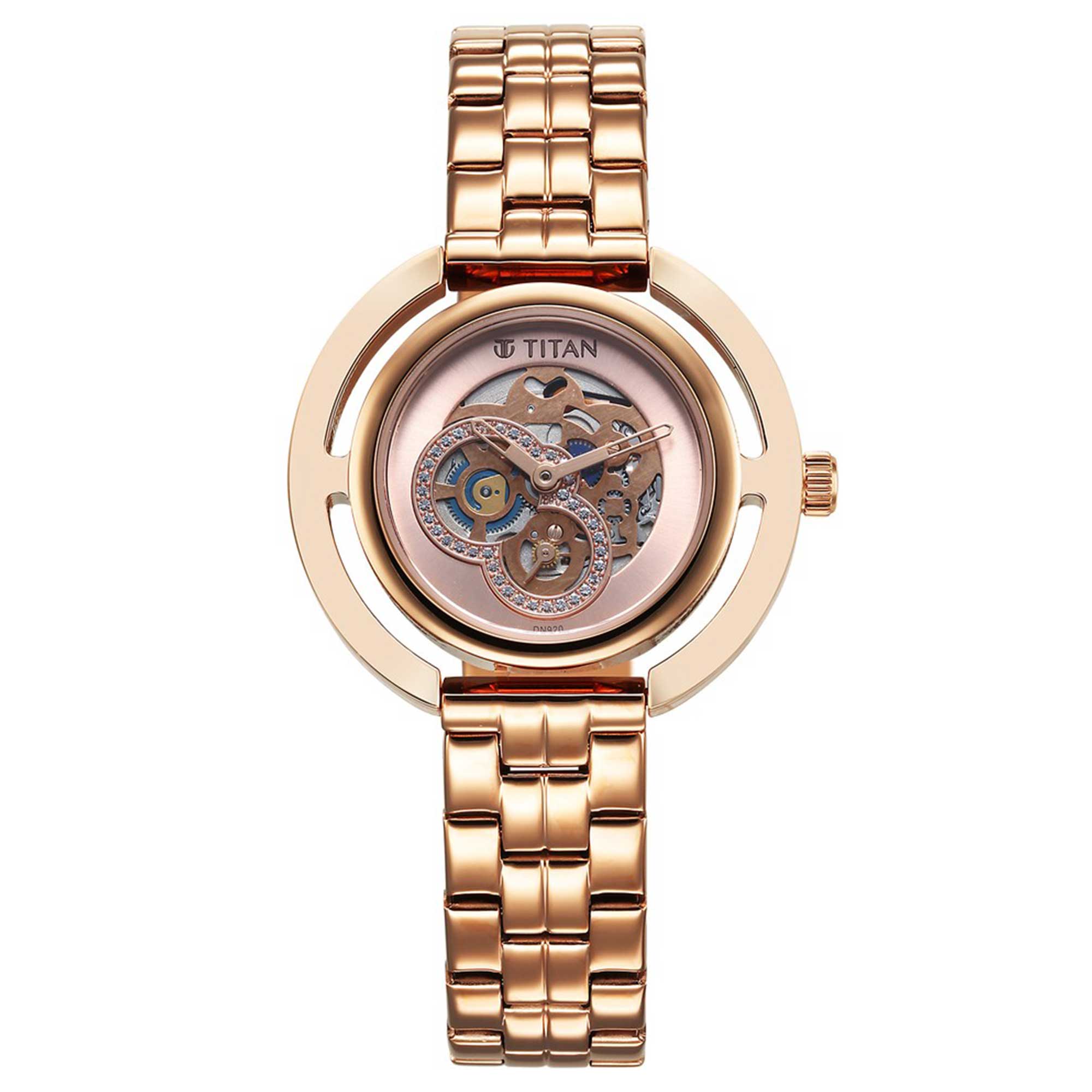 Titan Purple Abstract Quartz Analog Rose Gold Stainless Steel Strap for Women-95231WM01