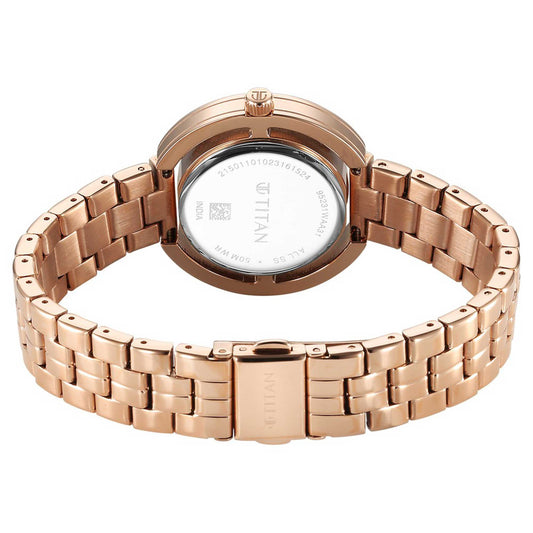 Đồng hồ Nữ TITAN Titan Purple Abstract Quartz Analog Rose Gold Stainless Steel Strap for Women dây thép không gỉ mặt màu vàng hồng - 95231WM01