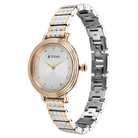 Đồng hồ Nữ TITAN Titan Aura Quartz Analog Silver Dial Stainless Steel Strap Watch for Women dây thép không gỉ mặt màu bạc - 95244KM01