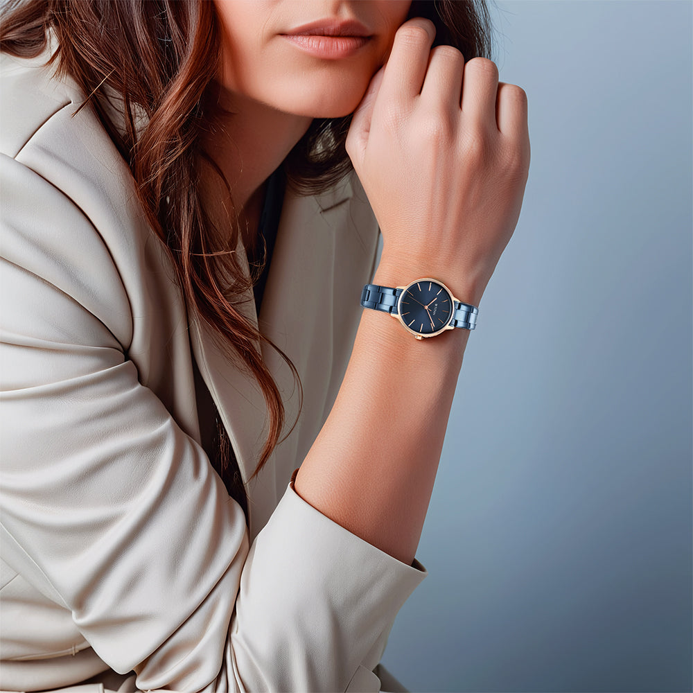 Titan TGIF Quartz Analog Blue Dial Blue Stainless Steel Strap Watch for Women
