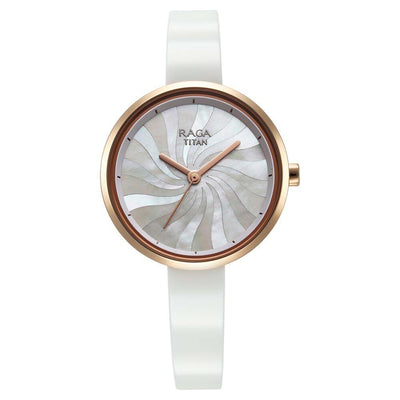 Đồng hồ Nữ TITAN Titan Raga Memoirs Quartz Analog Mother Of Pearl Dial With White Ceramic Strap Watch For Women dây Ceramic mặt màu xà cừ - 95253KD01
