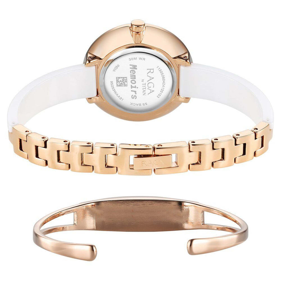 Đồng hồ Nữ TITAN Titan Raga Memoirs Quartz Analog Mother Of Pearl Dial With White Ceramic Strap Watch For Women dây Ceramic mặt màu xà cừ - 95253KD01