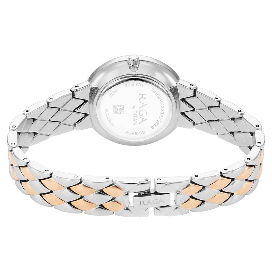 Đồng hồ Nữ TITAN Titan Raga Showstopper Quartz Analog Silver Dial Metal Strap Watch for Women dây thép không gỉ mặt màu bạc - 95282KM01