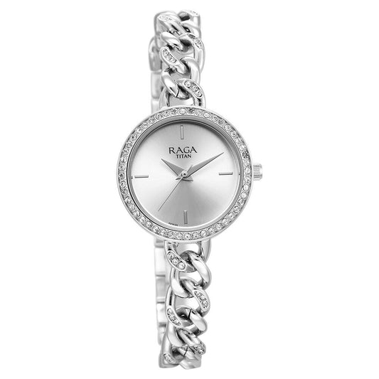 Đồng hồ Nữ TITAN RAGA dây thép không gỉ mặt màu bạc - 95288SM01