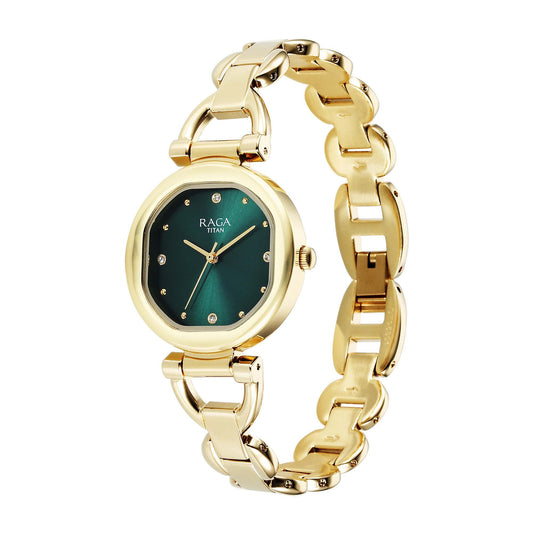 Titan Raga Showstopper 2.0 Strap Material Stainless Steel Dial Colour Green 95301YM01