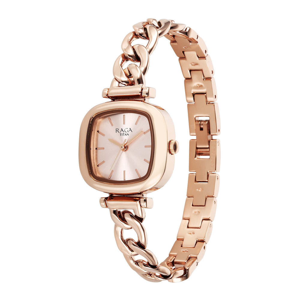 Đồng hồ Nữ TITAN RAGA dây thép không gỉ mặt màu vàng hồng - 95302WM01