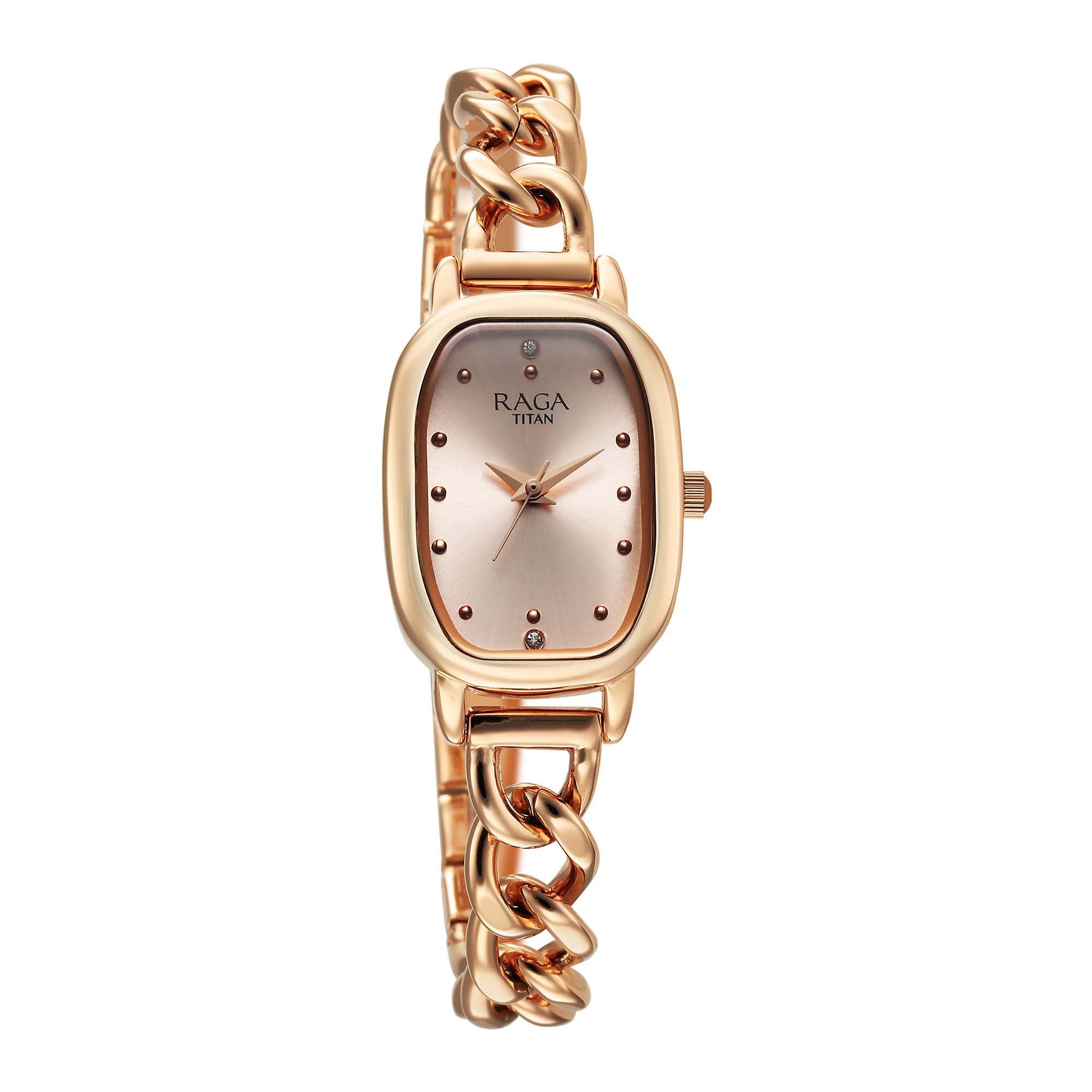 Titan Raga Showstopper 2.0 Strap Material Stainless Steel Dial Colour Rose Gold 95309WM01