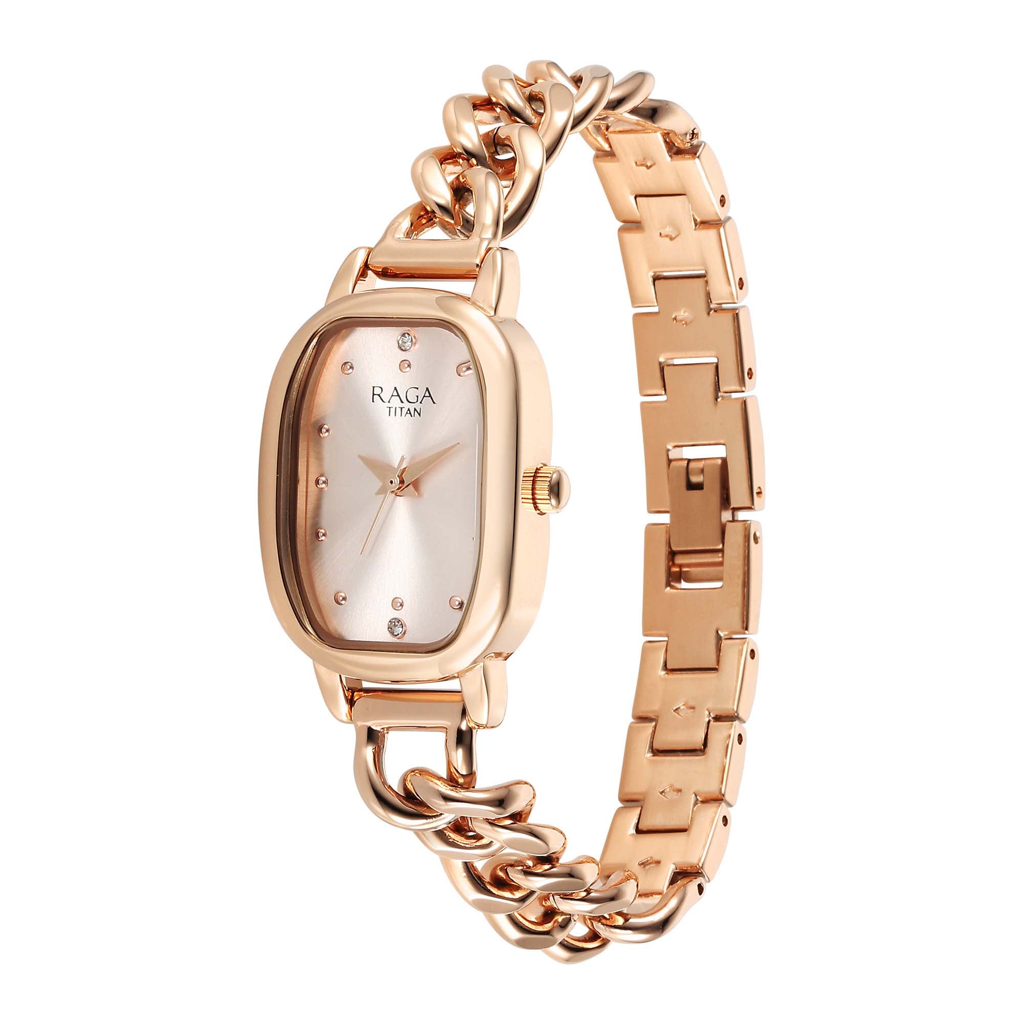 Titan Raga Showstopper 2.0 Strap Material Stainless Steel Dial Colour Rose Gold 95309WM01