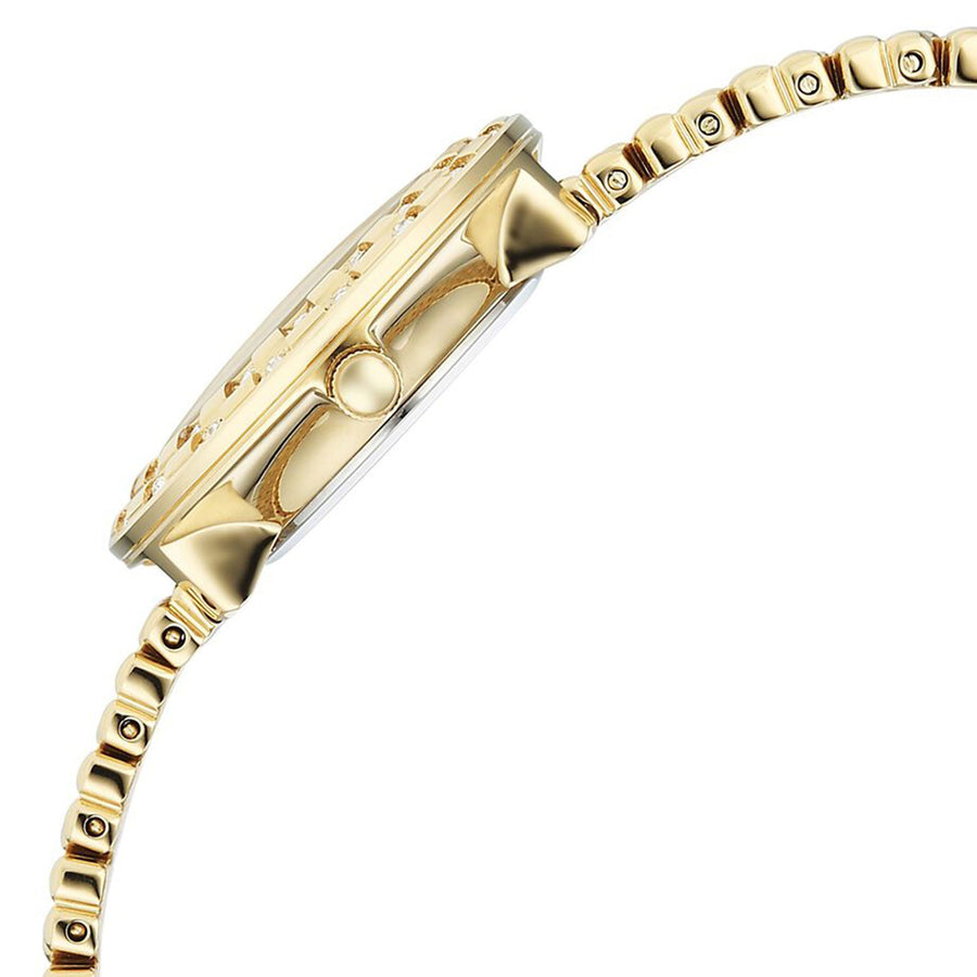 Titan Raga Showstopper Champagne Rectangular Dial Golden Metal Strap Analog Quartz Watch for Women 95350YM01