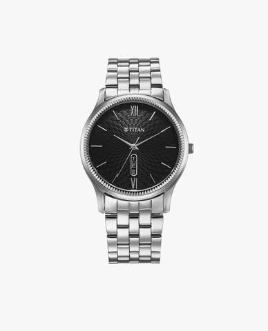 Titan Karishma Black Dial Silver Stainless Steel Strap Analog Watch For Men