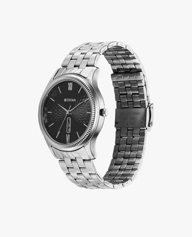 Titan Karishma Black Dial Silver Stainless Steel Strap Analog Watch For Men